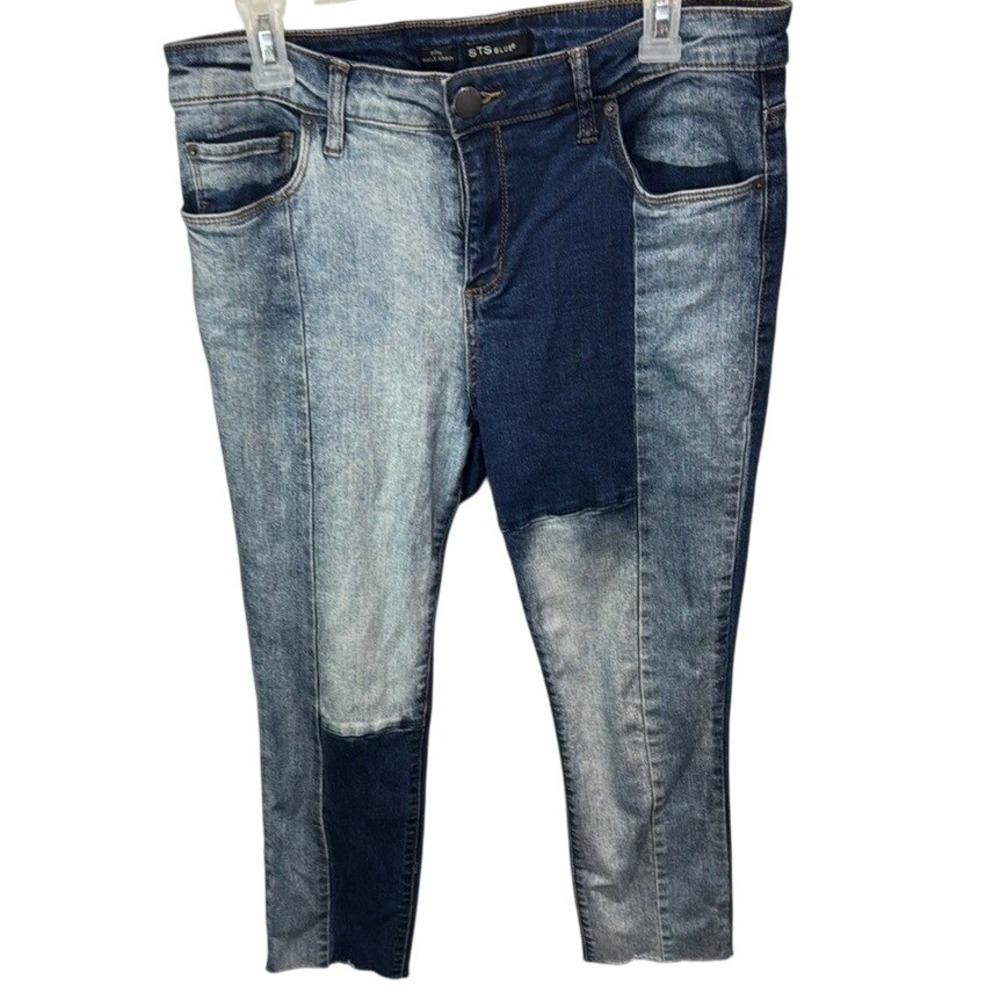 STS Blue Piper Ankle Skinny Jeans Dark Wash Patchwork Denim Size 31